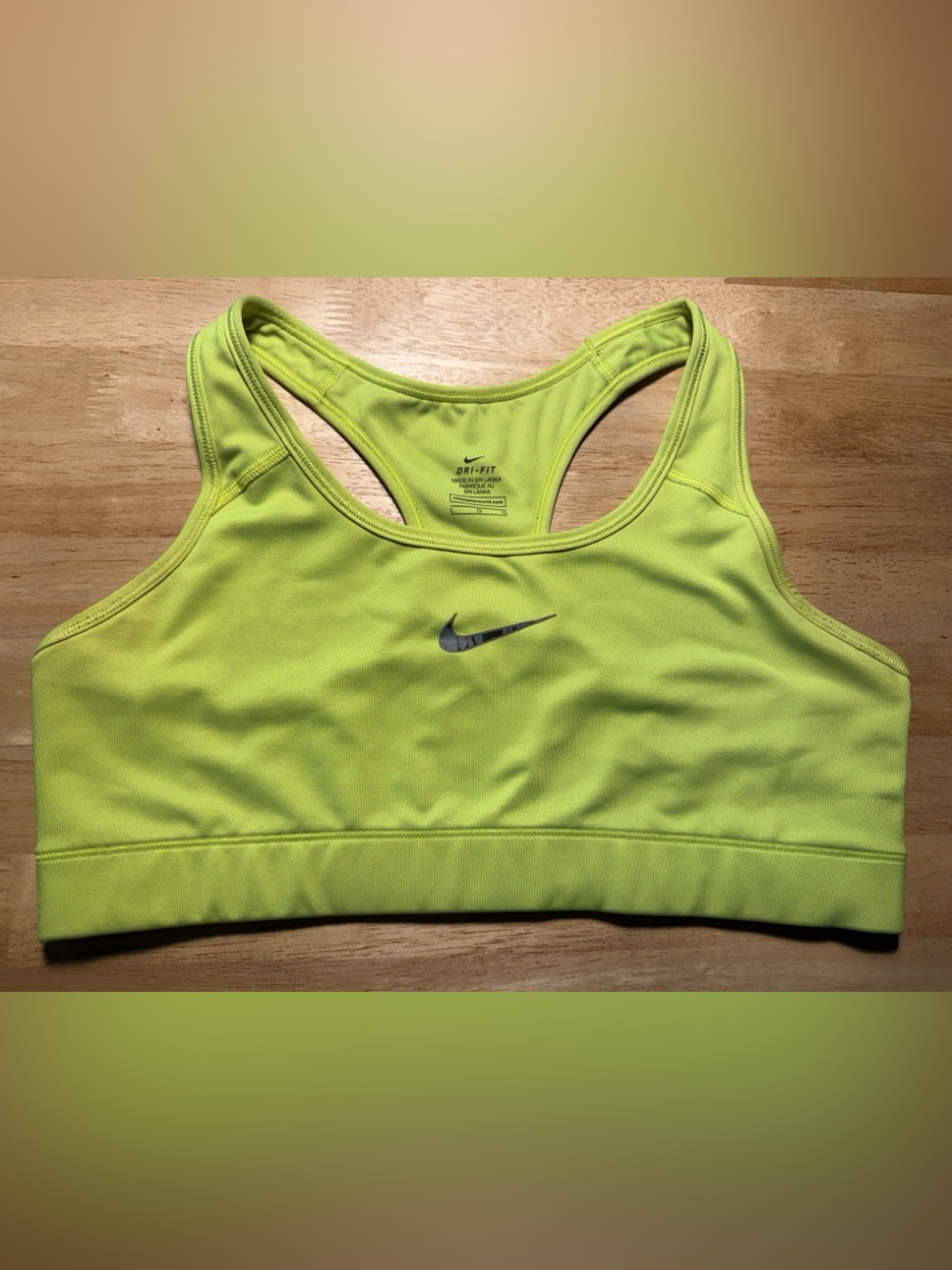 Nike Volt Yellow Racerback Sports Bra
